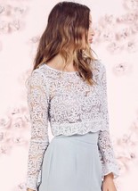 LC LAUREN CONRAD Gray Lace BLOUSE Size: LARGE (12 - 14) New SHIP FREE Ru... - £94.39 GBP