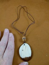 tne-wol-773a) white howling Wolf TAGUA NUT Necklace Carving Vegetable wild dogs - £16.54 GBP