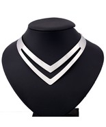 Geometric Hollow Metal Torques Choker Necklaces - $13.95