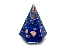 Mia Jewel Shop Evil Eye Hexagonal Pyramid Hamsa Hand Charm Blue Nazar Resin Inla - £15.81 GBP