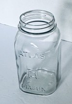 Atlas Mason Quart Jar H over A Clear Square Glass Canning Jar M A 24 Emb... - $14.73