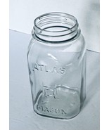 Atlas Mason Quart Jar H over A Clear Square Glass Canning Jar M A 24 Emb... - £11.58 GBP