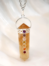 Citrine 7 Chakra Pendant Necklace Gemstone Silver Plated Protection Lucky Boxed - £16.16 GBP