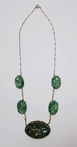 Pierced Carved Jade 14K Yellow Gold Princess Necklace 18 Inch WL - £1,303.55 GBP