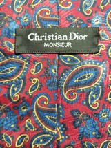 Christian Dior Monsieur Paris France Men&#39;s Necktie Paisley Print Red Blue Gold - £6.28 GBP