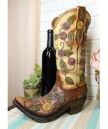 Western Country Arizona Floral Vines Brown Cowgirl Cowboy Boot Vase Figu... - €42,57 EUR
