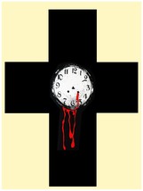 1990 Bleeding clock on black cross hung on wall quality 18x24 Poster.Decorative  - £22.35 GBP