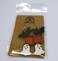 Halloween Dangle Earrings Ghost Bat Pumpkin Design Spooky NEW - £3.74 GBP