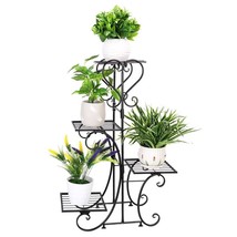 Elegant Black Metal 4-Shelf Plant Stand - $2,607.26 MXN