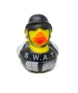 SWAT Police Officer Rubber Duck 2&quot; Helmet Goggles Squirter Duckie Spa To... - £6.73 GBP