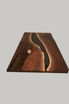 Black Resin River Dining Custom Center Table Handmade Acacia Wood Design... - $144.99+
