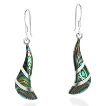 Chic Abalone Inlay Spiral Sterling Silver Dangle Earrings - £17.61 GBP