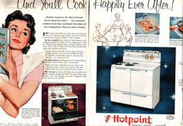 1954 Hotpoint Range Prety sexy Lady Print Ad 2 Page e4 - $24.11