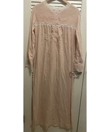 Vintage BARBIZON Medium Nightgown Long Sleeve Cottagecore Lace Pink - $39.25 CAD