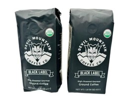 Devil Mountain Coffee Black Label Dark Roast Ground Gourmet Organic 16 oz 2 Bags - £26.86 GBP