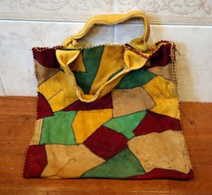 Vintage Handmade Patchwork Suede Purse Bag Floral Lining TLC Hippie Bohe... - £19.77 GBP