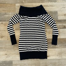 Cache Womens Navy Blue/White/Metallic Stripe Cowl Neck Tunic Sweater/Dress-XS - £7.76 GBP