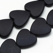 4 Large Heart Beads 20mm Rubberized Acrylic Black Valentine's Jewelry Supply - $3.98