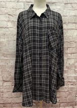 Torrid Womens Shirt Black White Plaid Button Up Lightweight Size 3X Long... - £36.18 GBP