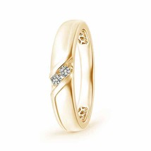 ANGARA Slanted Natural Diamond Two Stone Wedding Band in 14K Gold (KI3, 0.1 Ctw) - £555.91 GBP