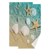 Hand Towels,2 Pack Starfish Seashell On Beach Soft Luxury Towel For Bathroom Kit - £29.50 GBP