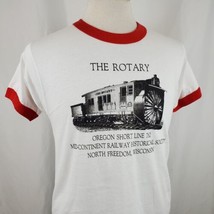 Vintage The Rotary Snow Train T-Shirt Large Ringer 50/50 Screen Stars 80s USA - £21.96 GBP