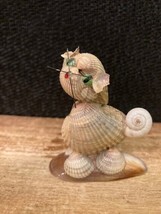 Vintage Hand Made Unique Seashell Art Cat Kitty Figurine 2.5&quot; - £6.82 GBP