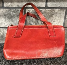 VTG Fossil Sedona Saddle Smooth Leather Red Double Handle Handbag Purse - $18.69