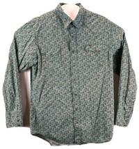 Roper Paisley Flip Cuffs Brown Shirt Mens XL Turquoise Tetris - $39.60