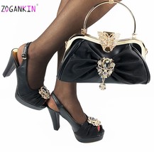 Dark Green New Design Italian Lady Shoes and Bag Set with Platform African Women - £99.73 GBP