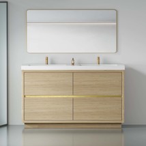 60&quot; Double Vanity: Oak, Stone Top, Soft Close - $1,297.99