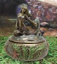 Mermaid Ariel Sitting Above Corals And Marine Life Small Decorative Box Figurine - £17.17 GBP