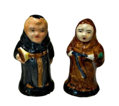 Vintage Ceramic Monk Priest Friar Salt and Pepper Shakers JAPAN Small 2.5 Inch - £7.74 GBP
