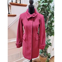 Land&#39;s End Women&#39;s Red Solid Wool Long Sleeve Collared Mid Length Coat Size 4 - £37.51 GBP