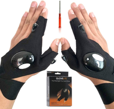 LED Flashlight Gloves Stocking Stuffers for Men 2 Pair Cool Tool Gadgets Christm - £11.57 GBP