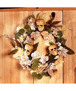 ~~ Skulls and Corn Husks Wreath ~~ 18&quot; dia. ~~ Haunted Harvest Decor ~~ ... - £15.67 GBP