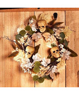 ~~ Skulls and Corn Husks Wreath ~~ 18&quot; dia. ~~ Haunted Harvest Decor ~~ ... - £19.71 GBP