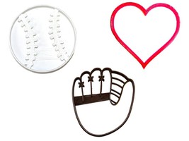 You Are A Catch Valentine Baseball Mitt Set of 3 Cookie Cutters USA PR1223 - £5.49 GBP
