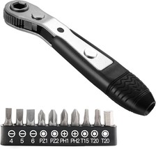 Mini Ratchet Screwdriver Set - 11-Piece 1/4 Ratchet Elbow Right Angle Sc... - $23.38 CAD