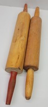 2 Antique Vtg Wooden Rolling Pin Lot Baking Kitchen Farm Country Wood Ru... - £13.44 GBP