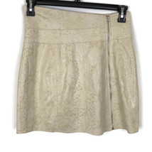 Ark &amp; Co Skirt Size Medium M Beige Snake Skin Shiny Mini Casual Silver Zipper - £16.10 GBP