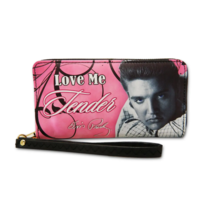 Elvis Presley wallet zipper closure credit cards pink Love Me Tender E8730 - $419.98 MXN