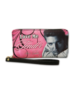 Elvis Presley wallet zipper closure credit cards pink Love Me Tender E8730 - $418.73 MXN