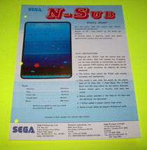 N-SUB Vintage Original Video Arcade Game Sales Flyer Vintage Artwork Promo - £12.96 GBP
