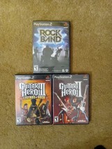  Ps2 Game Lot Guitar Hero 2 II &amp; 3 III Rock Band  CIB Tested Clean Disks  - £24.49 GBP