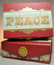 Hallmark: Boxed Christmas Cards - PEACE - Red & Gold Card - 2 Boxes of 16 - $23.35