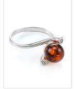 Amber ring, cognac * 925 sterling silver, stamped * Natural Baltic amber - $571.09 MXN
