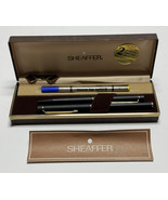 2 Sheaffer Targa White Dot Matte Black Ballpoint &amp; Rollerball Pen Set w/... - £19.18 GBP