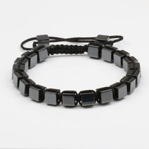 2Pcs New Classic Men Women Set Bracelet Fashion Square Hematite Wave Bangle And  - £12.27 GBP