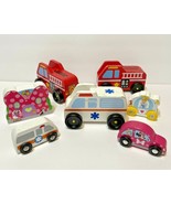 Mixed Lot of 7 Melissa and Doug Wooden Vehicles Various Sizes - £8.36 GBP